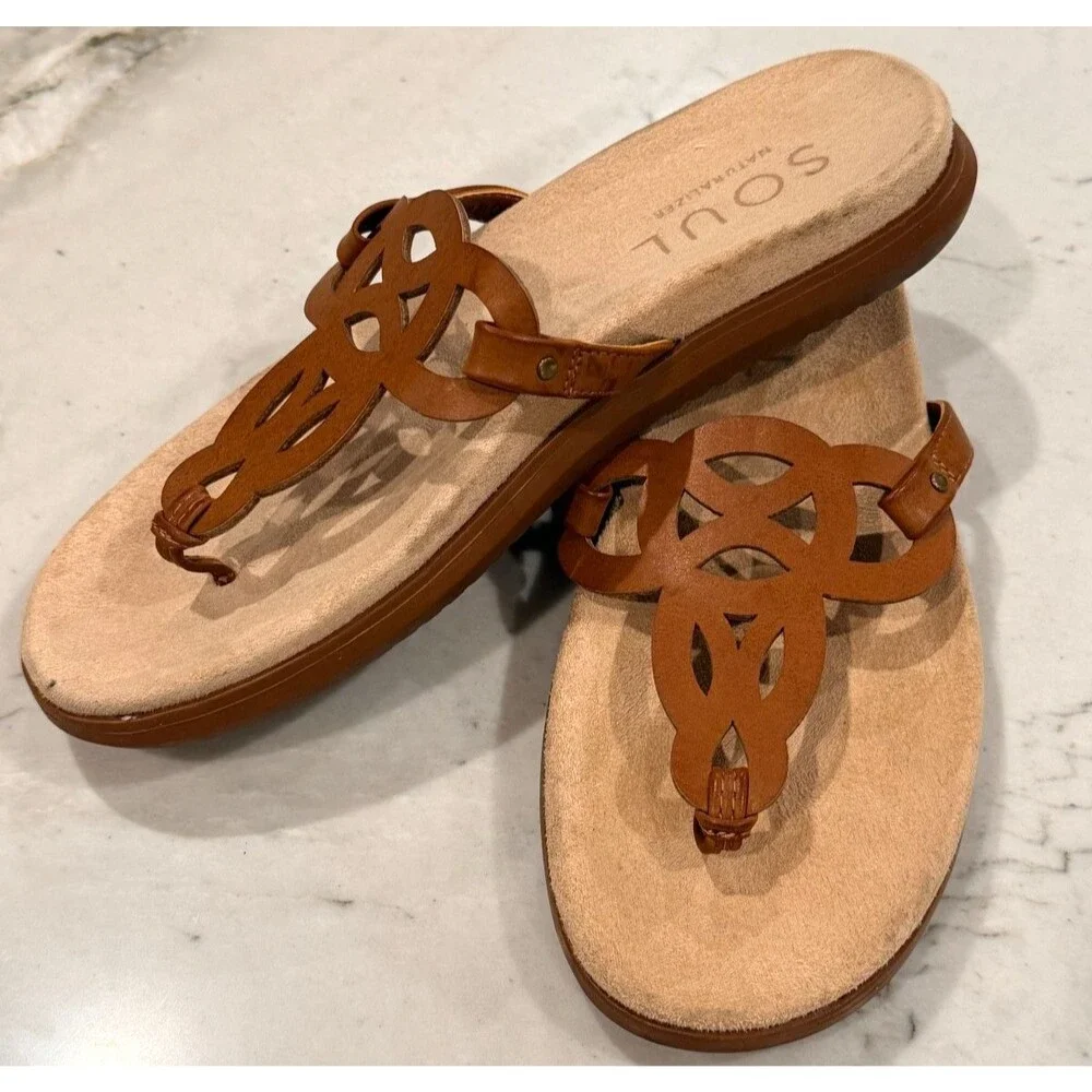 Soul Naturalizer Janice Sandals Slip-on Thong Womens Sz 7.5 M  Brown